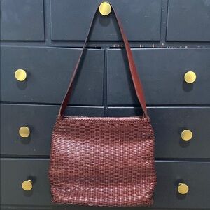 Vintage Fossil Brown Woven Shoulder Bag